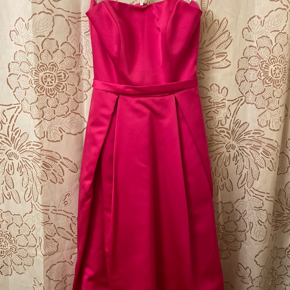 Magenta hi-low strapless dress, size 0